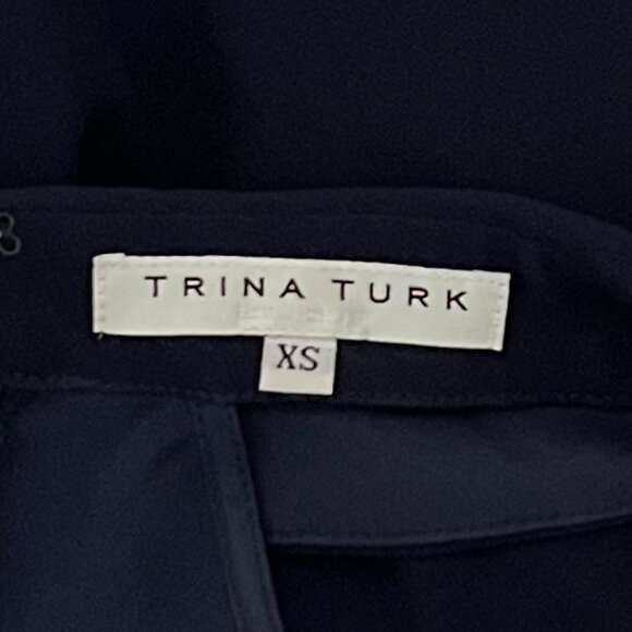 Trina Turk XS Indigo Navy Ikepono Sleeveless Mock Neck Racerback Top - Picture 6 of 7